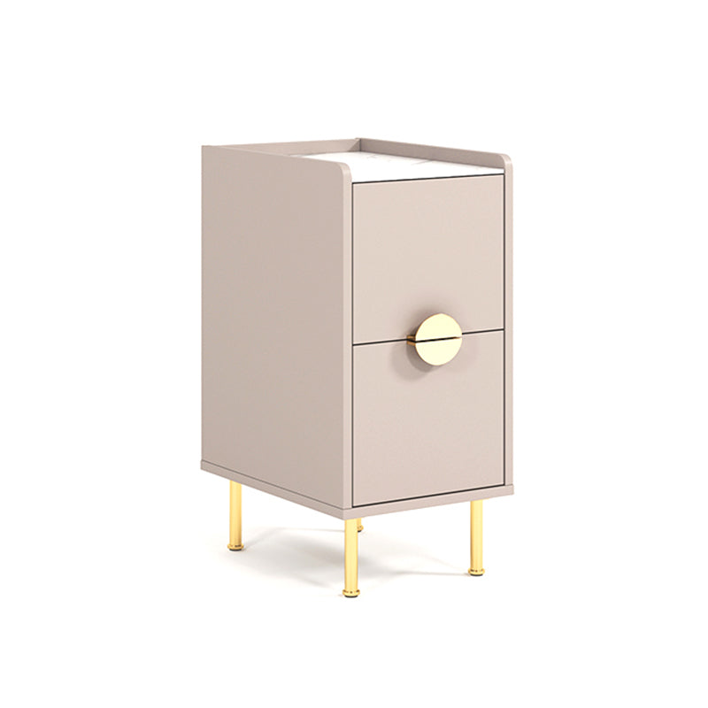 Glam Stone Top Bed Nightstand 2-Drawer Imitation Wood Legs Included Night Table Clearhalo 'Bedroom Furniture' 'furn' 'furn_night_stand' 'Furniture' 'night_stand' 'Nightstands' 5609478