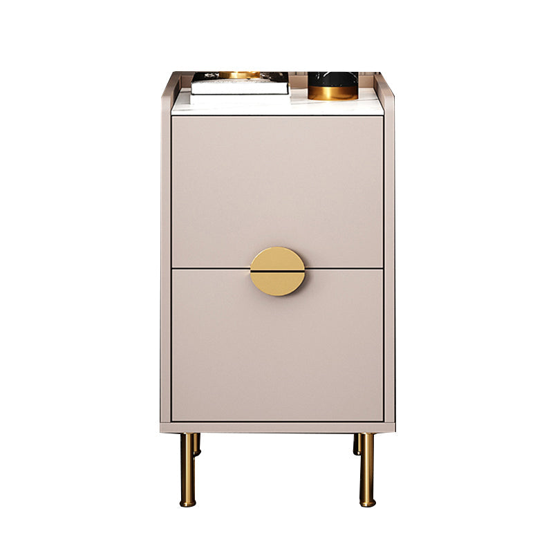 Glam Stone Top Bed Nightstand 2-Drawer Imitation Wood Legs Included Night Table Clearhalo 'Bedroom Furniture' 'furn' 'furn_night_stand' 'Furniture' 'night_stand' 'Nightstands' 5609492