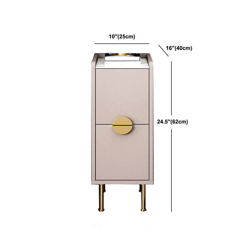 Glam Stone Top Bed Nightstand 2-Drawer Imitation Wood Legs Included Night Table Clearhalo 'Bedroom Furniture' 'furn' 'furn_night_stand' 'Furniture' 'night_stand' 'Nightstands' 5609493