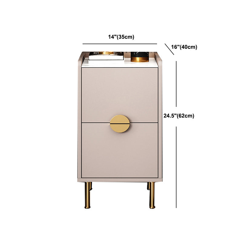 Glam Stone Top Bed Nightstand 2-Drawer Imitation Wood Legs Included Night Table Clearhalo 'Bedroom Furniture' 'furn' 'furn_night_stand' 'Furniture' 'night_stand' 'Nightstands' 5609494