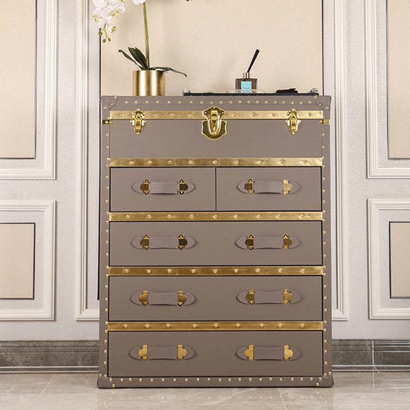 Rustic Leather Chest Vertical Chest with Drawers for Bedroom Grey Clearhalo 'Bedroom Furniture' 'Dressers & Chests' 'dressers_chests' 'furn' 'furn_dressers_chests' 'Furniture' 5609656