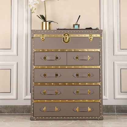 Rustic Leather Chest Vertical Chest with Drawers for Bedroom Grey Clearhalo 'Bedroom Furniture' 'Dressers & Chests' 'dressers_chests' 'furn' 'furn_dressers_chests' 'Furniture' 5609656