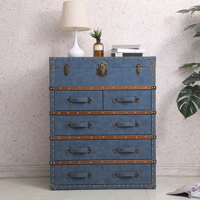 Rustic Leather Chest Vertical Chest with Drawers for Bedroom Blue Clearhalo 'Bedroom Furniture' 'Dressers & Chests' 'dressers_chests' 'furn' 'furn_dressers_chests' 'Furniture' 5609660