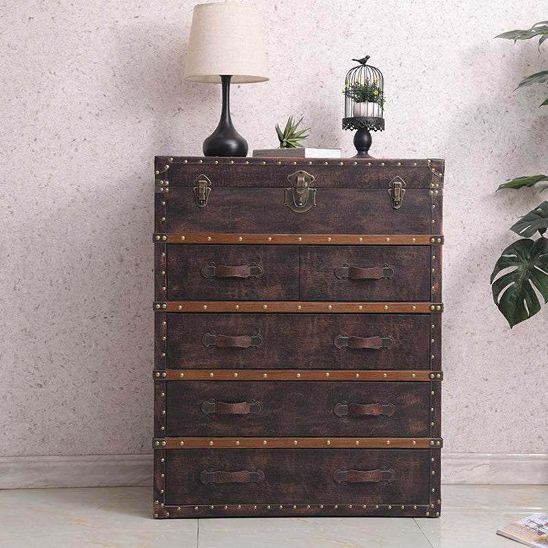 Rustic Leather Chest Vertical Chest with Drawers for Bedroom Coffee Clearhalo 'Bedroom Furniture' 'Dressers & Chests' 'dressers_chests' 'furn' 'furn_dressers_chests' 'Furniture' 5609664