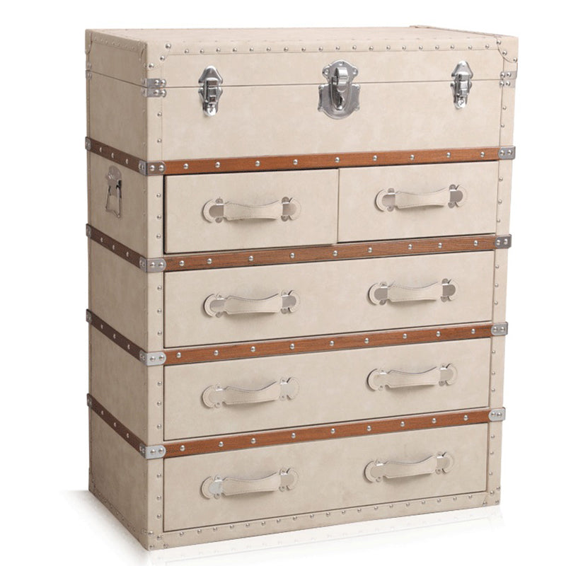 Rustic Leather Chest Vertical Chest with Drawers for Bedroom Off-White Clearhalo 'Bedroom Furniture' 'Dressers & Chests' 'dressers_chests' 'furn' 'furn_dressers_chests' 'Furniture' 5609668