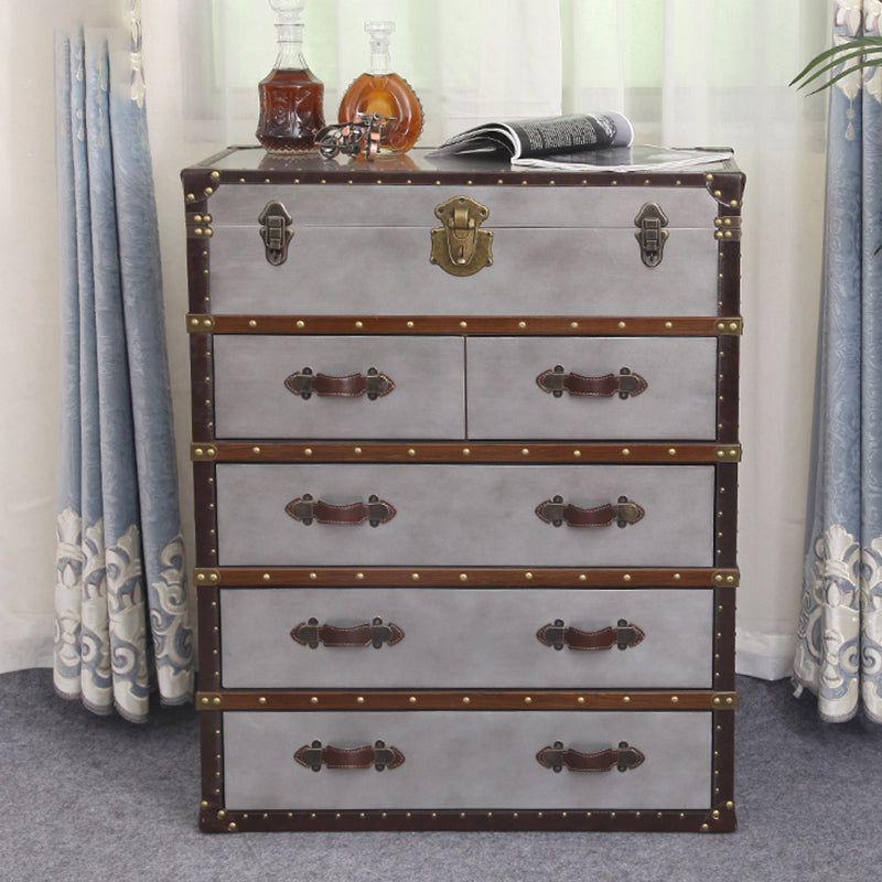 Rustic Leather Chest Vertical Chest with Drawers for Bedroom Clearhalo 'Bedroom Furniture' 'Dressers & Chests' 'dressers_chests' 'furn' 'furn_dressers_chests' 'Furniture' 5609675
