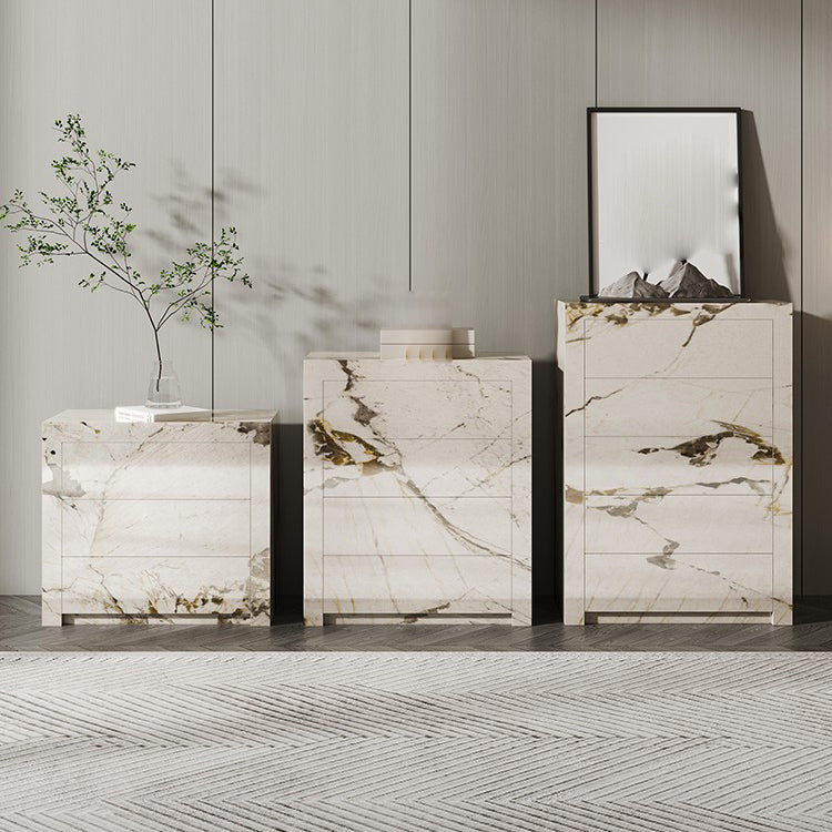 Houten borst met stenen bovenste verticale opbergkast met laden voor slaapkamer