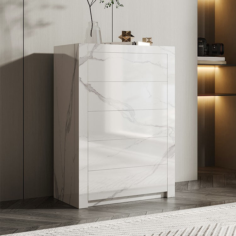 Houten borst met stenen bovenste verticale opbergkast met laden voor slaapkamer