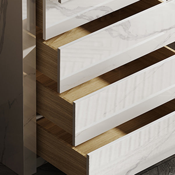 Houten borst met stenen bovenste verticale opbergkast met laden voor slaapkamer