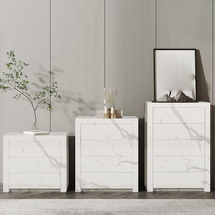 Houten borst met stenen bovenste verticale opbergkast met laden voor slaapkamer