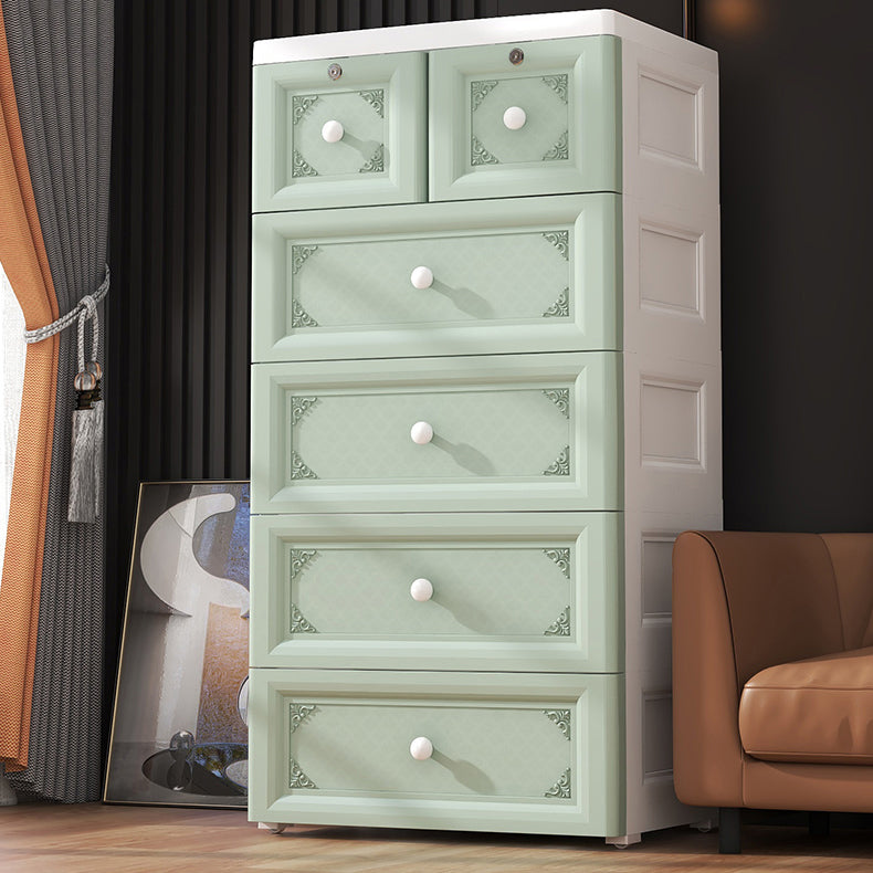 White/Blue/Green Lingerie Chest Contemporary Plastic Chest with Drawers for Bedroom Clearhalo 'Bedroom Furniture' 'Dressers & Chests' 'dressers_chests' 'furn' 'furn_dressers_chests' 'Furniture' 5609796
