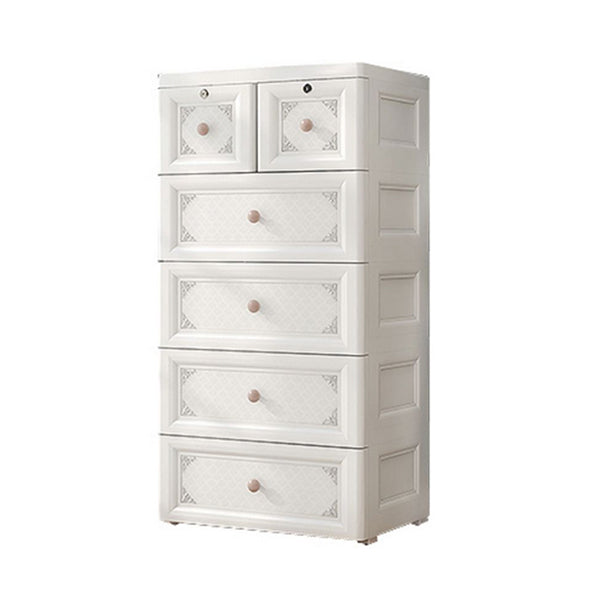 White/Blue/Green Lingerie Chest Contemporary Plastic Chest with Drawers for Bedroom 19"L x16"W x 39"H White Clearhalo 'Bedroom Furniture' 'Dressers & Chests' 'dressers_chests' 'furn' 'furn_dressers_chests' 'Furniture' 5609799