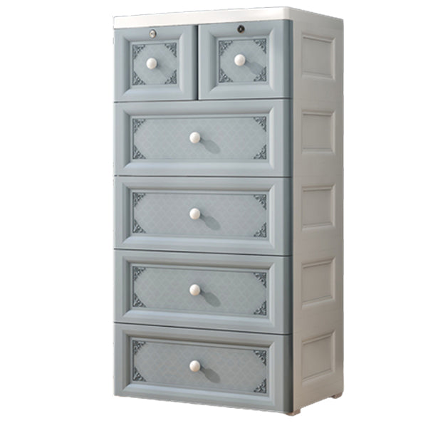 White/Blue/Green Lingerie Chest Contemporary Plastic Chest with Drawers for Bedroom 23"L x 16"W x 44"H Blue Clearhalo 'Bedroom Furniture' 'Dressers & Chests' 'dressers_chests' 'furn' 'furn_dressers_chests' 'Furniture' 5609803