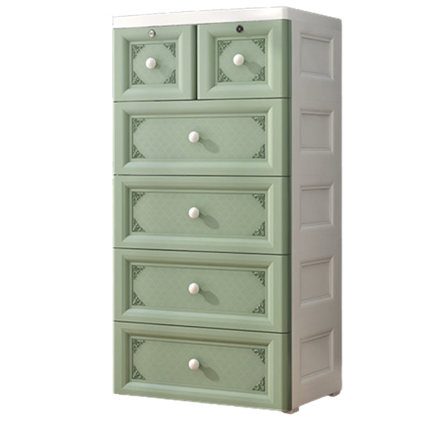 White/Blue/Green Lingerie Chest Contemporary Plastic Chest with Drawers for Bedroom 23"L x 16"W x 44"H Green Clearhalo 'Bedroom Furniture' 'Dressers & Chests' 'dressers_chests' 'furn' 'furn_dressers_chests' 'Furniture' 5609804