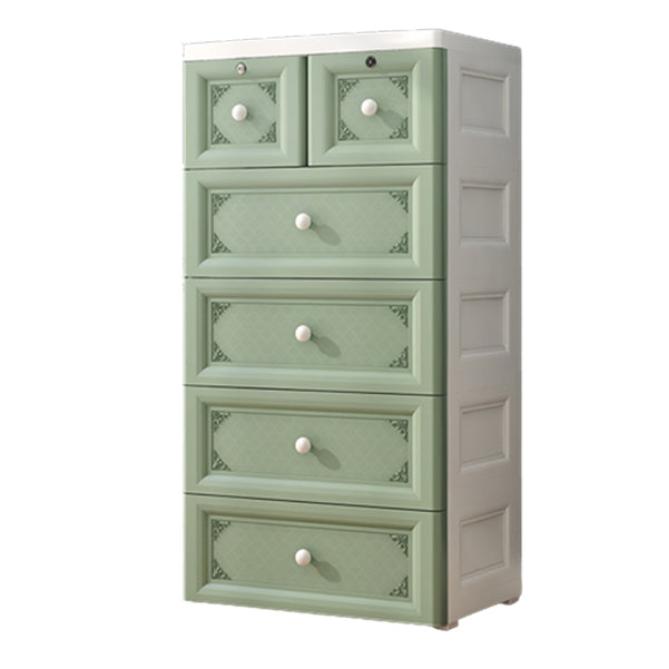 White/Blue/Green Lingerie Chest Contemporary Plastic Chest with Drawers for Bedroom 19"L x16"W x 39"H Green Clearhalo 'Bedroom Furniture' 'Dressers & Chests' 'dressers_chests' 'furn' 'furn_dressers_chests' 'Furniture' 5609807