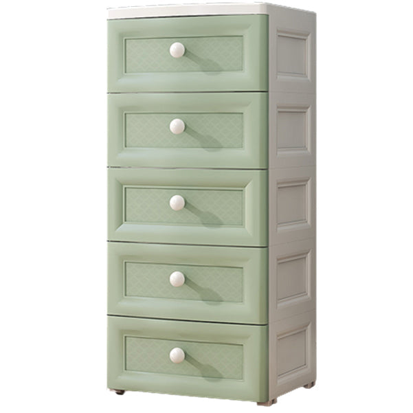 White/Blue/Green Lingerie Chest Contemporary Plastic Chest with Drawers for Bedroom 14.5"L x 12"W x 33"H Green Clearhalo 'Bedroom Furniture' 'Dressers & Chests' 'dressers_chests' 'furn' 'furn_dressers_chests' 'Furniture' 5609810