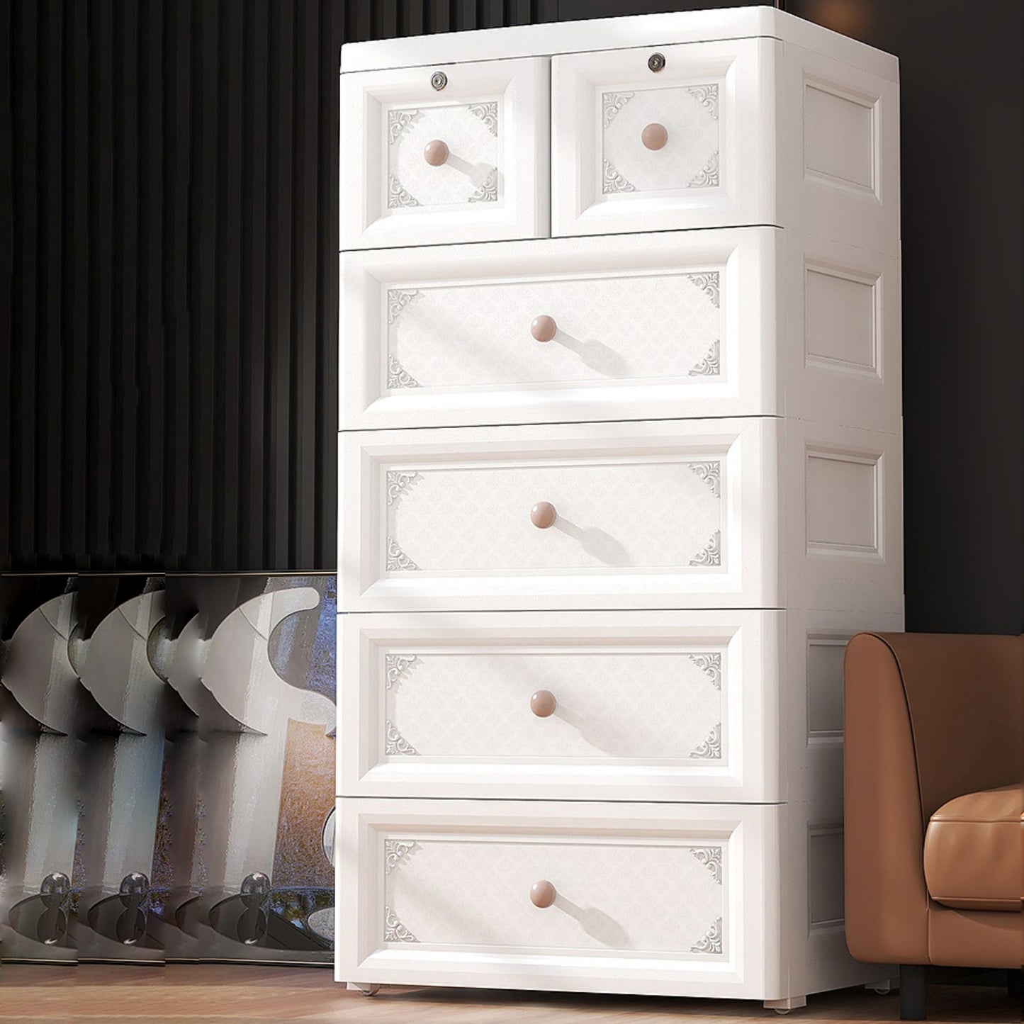 White/Blue/Green Lingerie Chest Contemporary Plastic Chest with Drawers for Bedroom Clearhalo 'Bedroom Furniture' 'Dressers & Chests' 'dressers_chests' 'furn' 'furn_dressers_chests' 'Furniture' 5609816