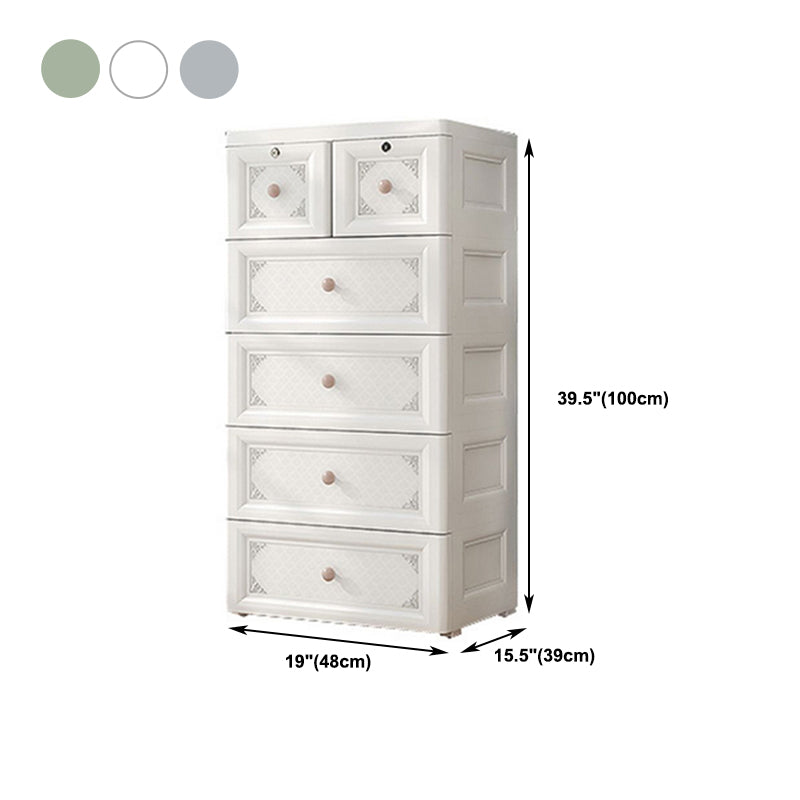 White/Blue/Green Lingerie Chest Contemporary Plastic Chest with Drawers for Bedroom Clearhalo 'Bedroom Furniture' 'Dressers & Chests' 'dressers_chests' 'furn' 'furn_dressers_chests' 'Furniture' 5609819