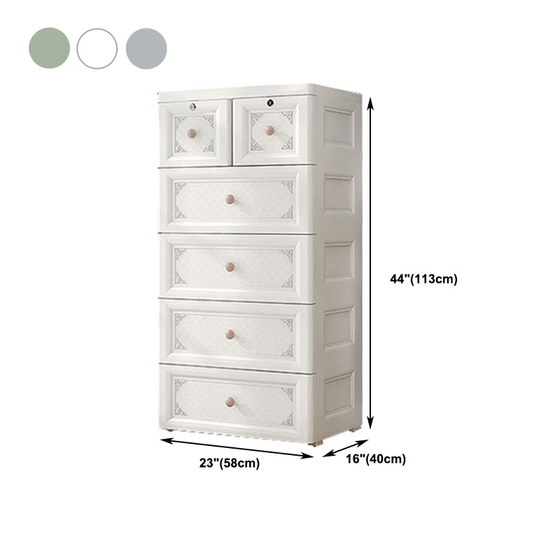 White/Blue/Green Lingerie Chest Contemporary Plastic Chest with Drawers for Bedroom Clearhalo 'Bedroom Furniture' 'Dressers & Chests' 'dressers_chests' 'furn' 'furn_dressers_chests' 'Furniture' 5609820