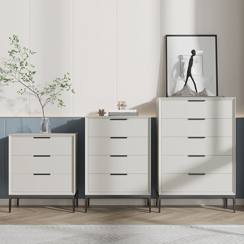 Lederen borst met metalen benen verticale opbergkast met laden voor slaapkamer