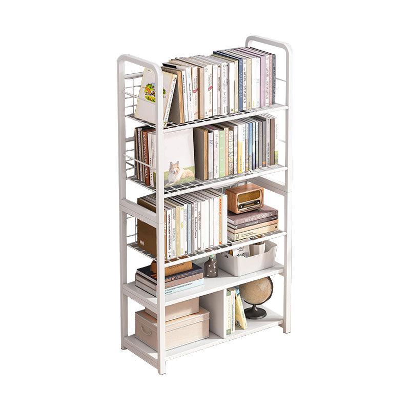 Metal Bookcase Matter Finish Contemporary Etagere Shelf Bookcase 27.5"L x 11"W x 55.9"H Off-White Clearhalo 'Bookcases' 'furn' 'furn_bookcases' 'Furniture' 'Office Furniture' 5609922