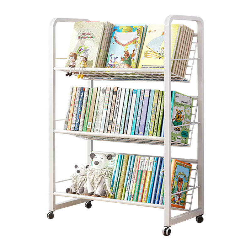 Metal Bookcase Matter Finish Contemporary Etagere Shelf Bookcase 27.6"L x 11"W x 43.3"H White Clearhalo 'Bookcases' 'furn' 'furn_bookcases' 'Furniture' 'Office Furniture' 5609925