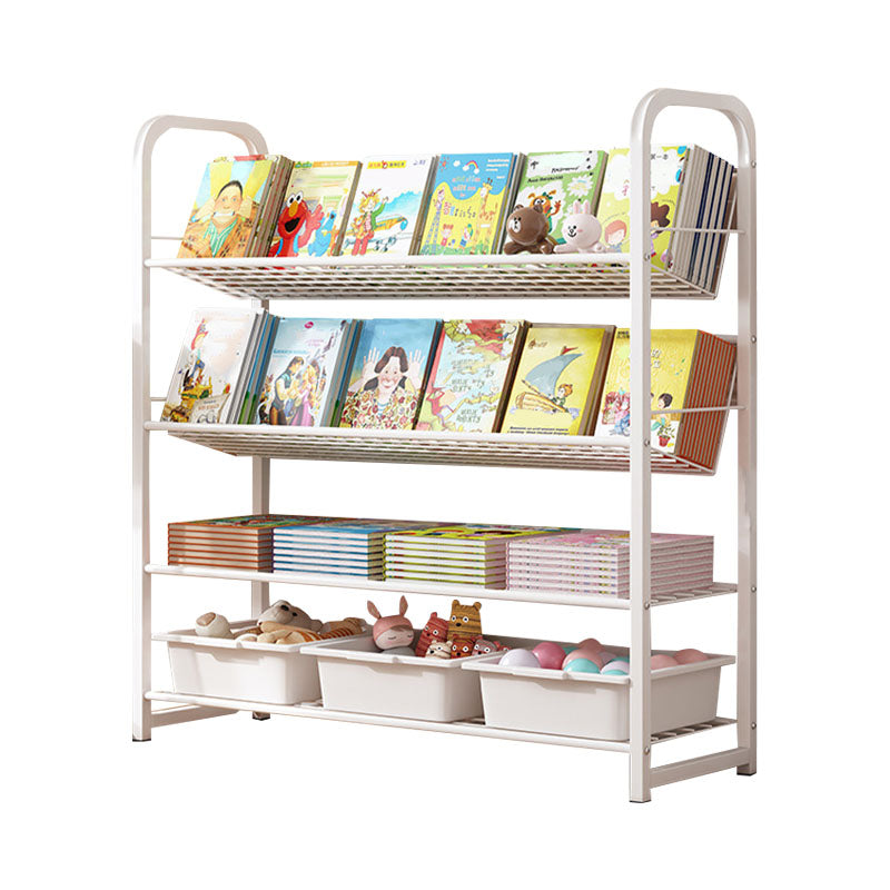 Metal Bookcase Matter Finish Contemporary Etagere Shelf Bookcase 37"L x 13"W x 41.7"H Off-White Clearhalo 'Bookcases' 'furn' 'furn_bookcases' 'Furniture' 'Office Furniture' 5609927