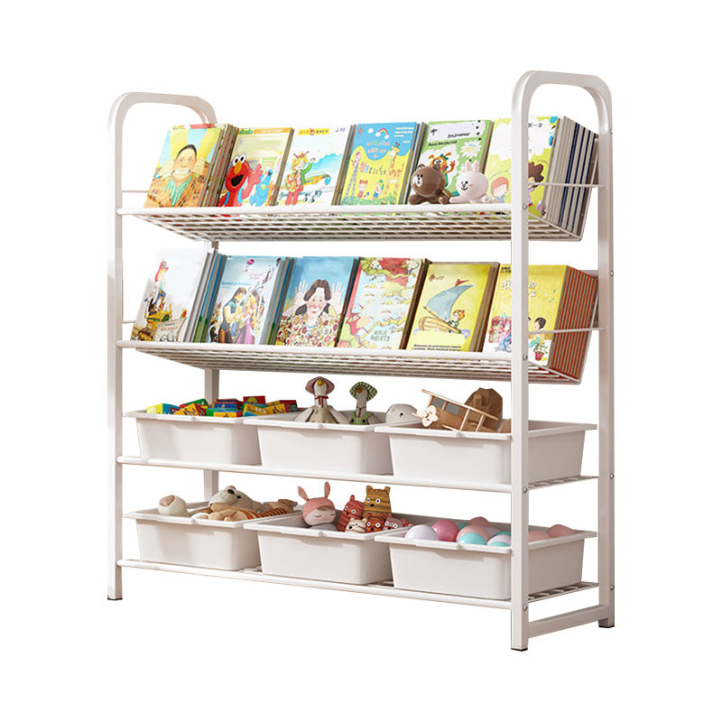 Metal Bookcase Matter Finish Contemporary Etagere Shelf Bookcase 37"L x 13"W x 41.7"H Ivory Clearhalo 'Bookcases' 'furn' 'furn_bookcases' 'Furniture' 'Office Furniture' 5609931