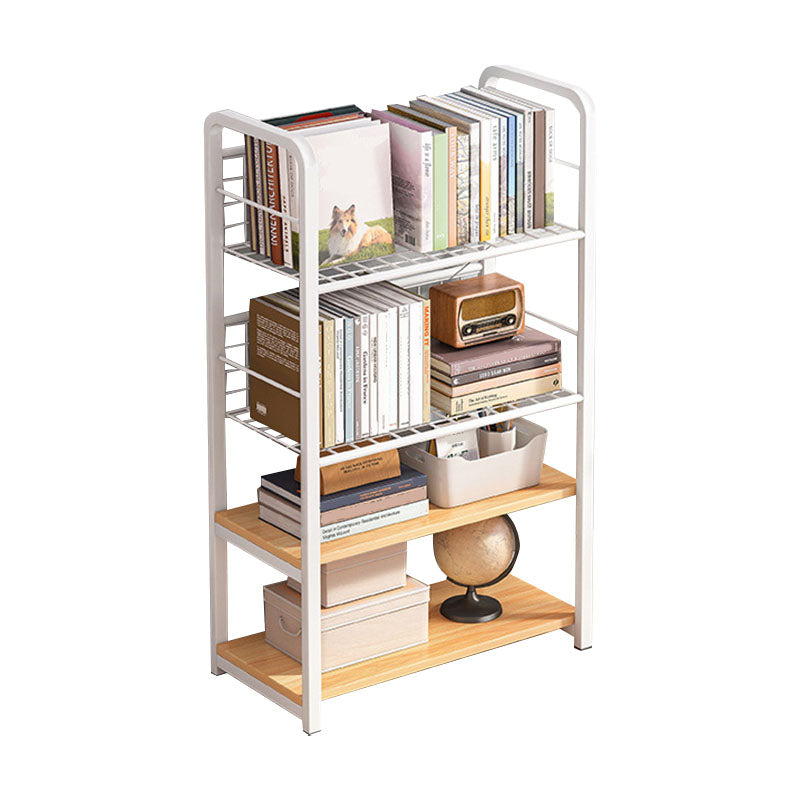 Metal Bookcase Matter Finish Contemporary Etagere Shelf Bookcase 15.7"L x 11"W x 41.7"H Ivory Clearhalo 'Bookcases' 'furn' 'furn_bookcases' 'Furniture' 'Office Furniture' 5609933