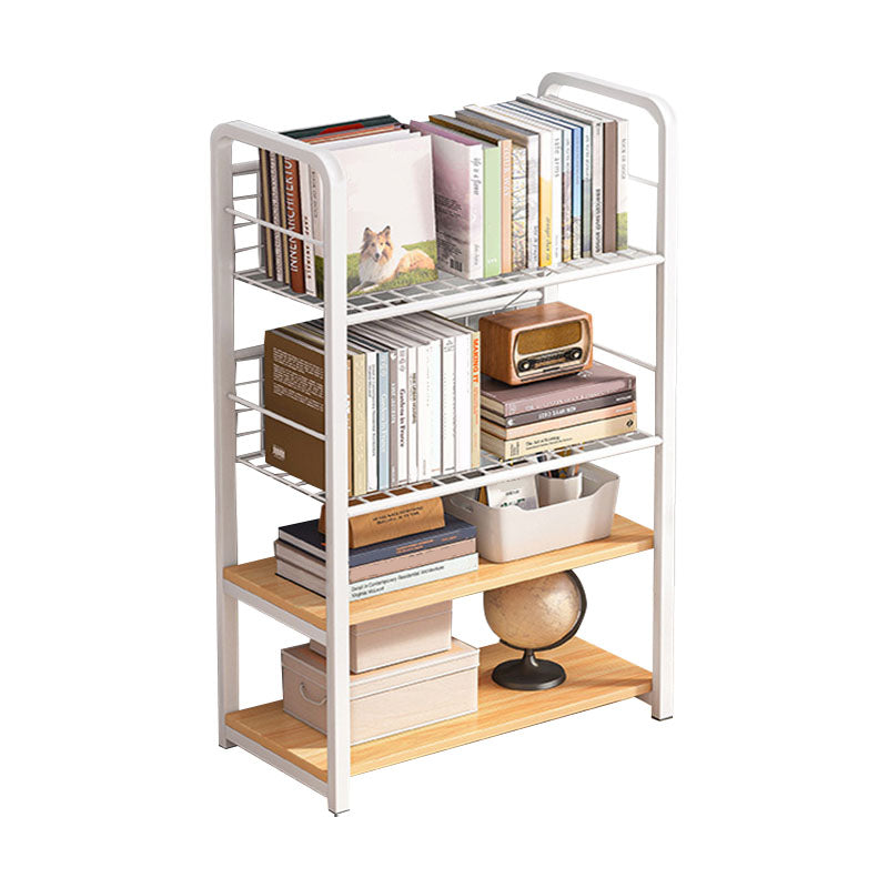 Metal Bookcase Matter Finish Contemporary Etagere Shelf Bookcase 27.5"L x 11"W x 41.7"H Ivory Clearhalo 'Bookcases' 'furn' 'furn_bookcases' 'Furniture' 'Office Furniture' 5609934