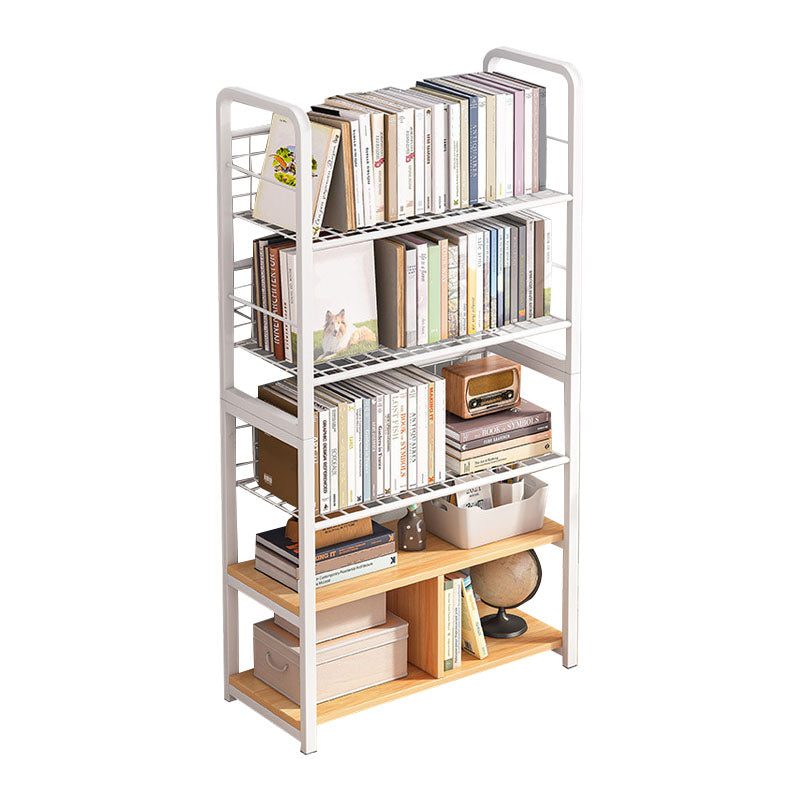 Metal Bookcase Matter Finish Contemporary Etagere Shelf Bookcase 27.5"L x 11"W x 55.9"H Ivory Clearhalo 'Bookcases' 'furn' 'furn_bookcases' 'Furniture' 'Office Furniture' 5609937