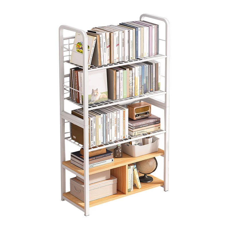 Metal Bookcase Matter Finish Contemporary Etagere Shelf Bookcase 35.5"L x 11"W x 55.9"H Ivory Clearhalo 'Bookcases' 'furn' 'furn_bookcases' 'Furniture' 'Office Furniture' 5609938