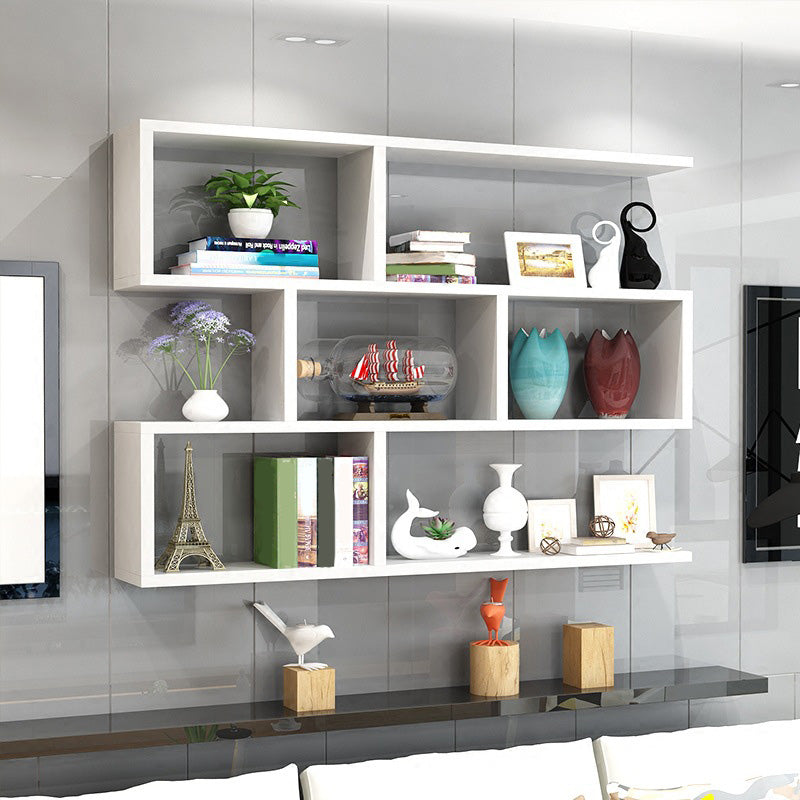 3-Tier 30" H Contemporary Floating Bookcase Wood Shelf Bookcase for Living Room 47.2"L x 7.9"W x 29.5"H Off-White Clearhalo 'Bookcases' 'furn' 'furn_bookcases' 'Furniture' 'Office Furniture' 5610042