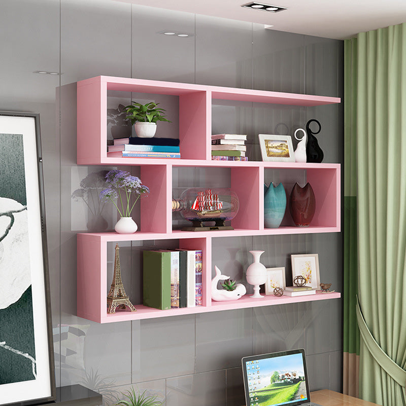 3-Tier 30" H Contemporary Floating Bookcase Wood Shelf Bookcase for Living Room Pink Clearhalo 'Bookcases' 'furn' 'furn_bookcases' 'Furniture' 'Office Furniture' 5610043