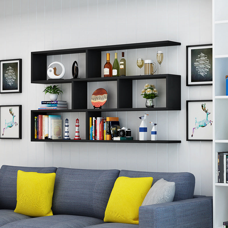 3-Tier 30" H Contemporary Floating Bookcase Wood Shelf Bookcase for Living Room Black Clearhalo 'Bookcases' 'furn' 'furn_bookcases' 'Furniture' 'Office Furniture' 5610044