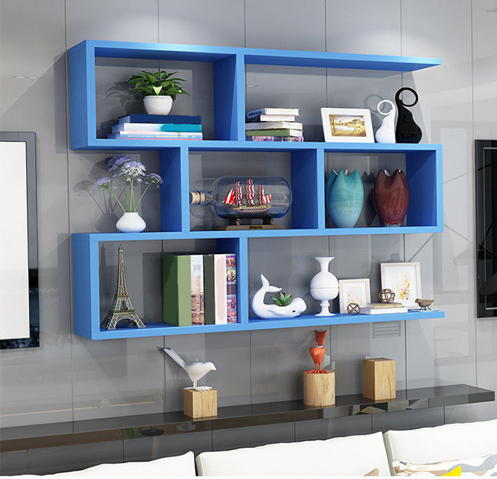 3-Tier 30" H Contemporary Floating Bookcase Wood Shelf Bookcase for Living Room Blue Clearhalo 'Bookcases' 'furn' 'furn_bookcases' 'Furniture' 'Office Furniture' 5610045