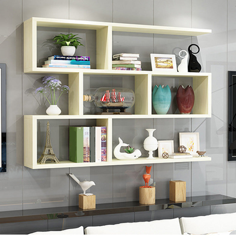 3-Tier 30" H Contemporary Floating Bookcase Wood Shelf Bookcase for Living Room Walnut White Clearhalo 'Bookcases' 'furn' 'furn_bookcases' 'Furniture' 'Office Furniture' 5610048