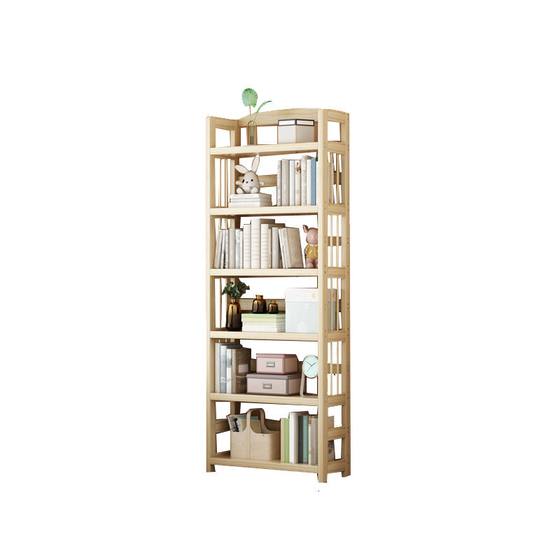 Natural Contemporary Style Standard Bookshelf 9.8-inch W Solid Wood Bookcase