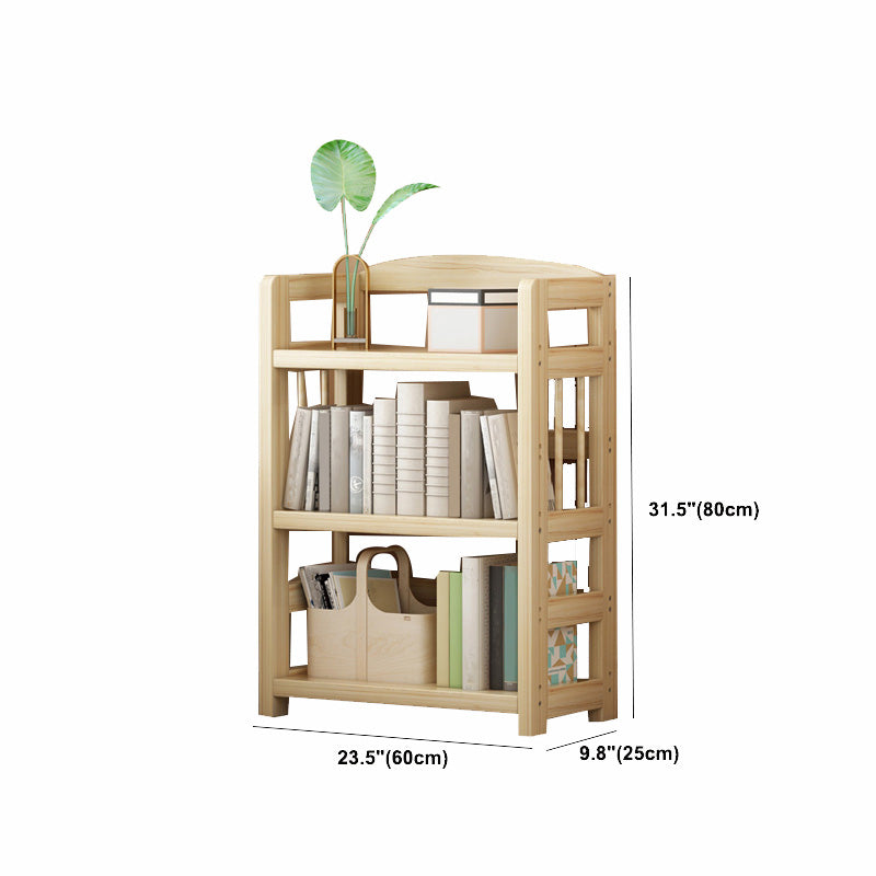 Natural Contemporary Style Standard Bookshelf 9.8-inch W Solid Wood Bookcase