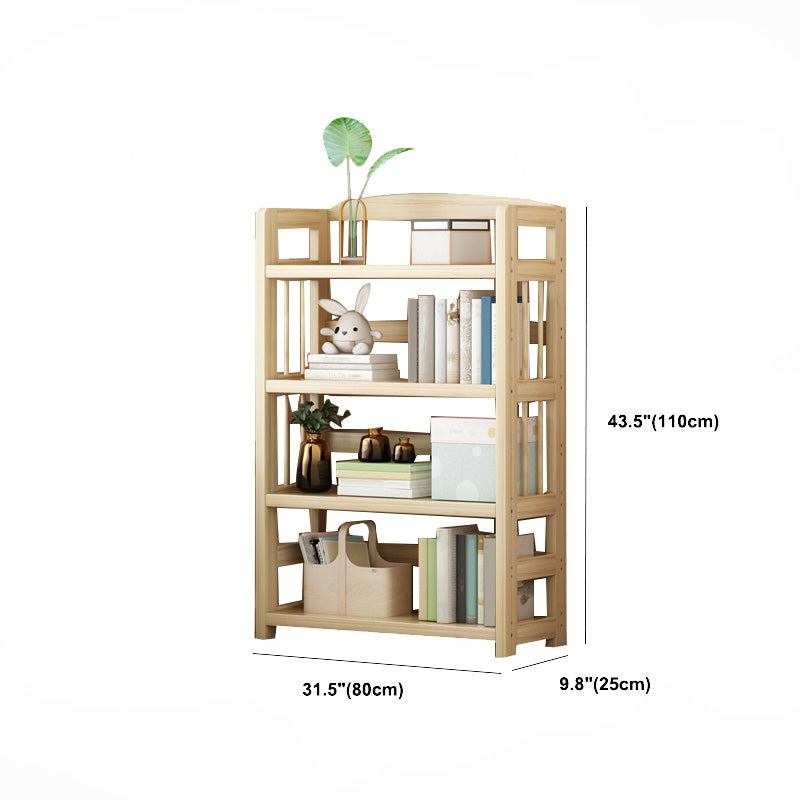 Natural Contemporary Style Standard Bookshelf 9.8-inch W Solid Wood Bookcase