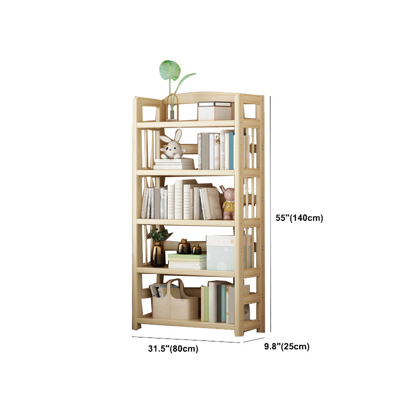 Natural Contemporary Style Standard Bookshelf 9.8-inch W Solid Wood Bookcase