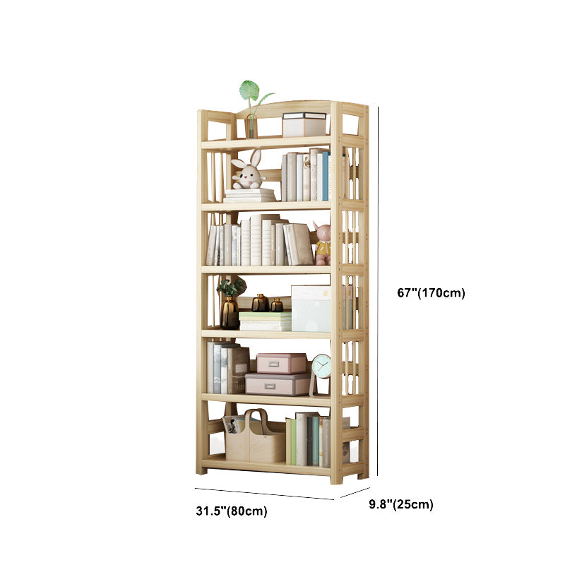 Natural Contemporary Style Standard Bookshelf 9.8-inch W Solid Wood Bookcase
