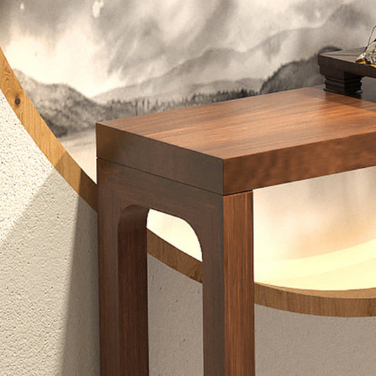 Mesa de sofá moderno de mediados de siglo rectángulo de trineo de trineo de trineo de trineo oscuro mesa de consola de marrón oscuro