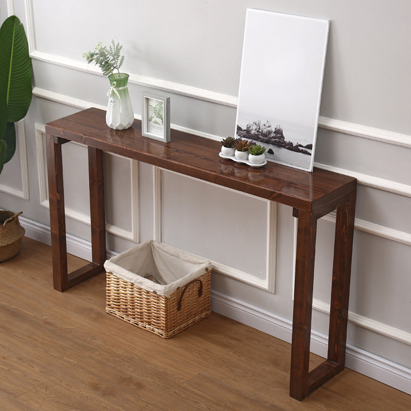 Moderner brauner Konsolentisch aus der Mitte des Jahrhunderts mit Holzschlittenbasis