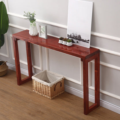 Moderner brauner Konsolentisch aus der Mitte des Jahrhunderts mit Holzschlittenbasis