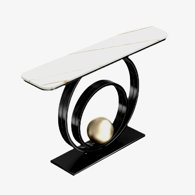 Mesa de acento top rectángulo de estilo glamour con tapa de piedra e base de irone para hall