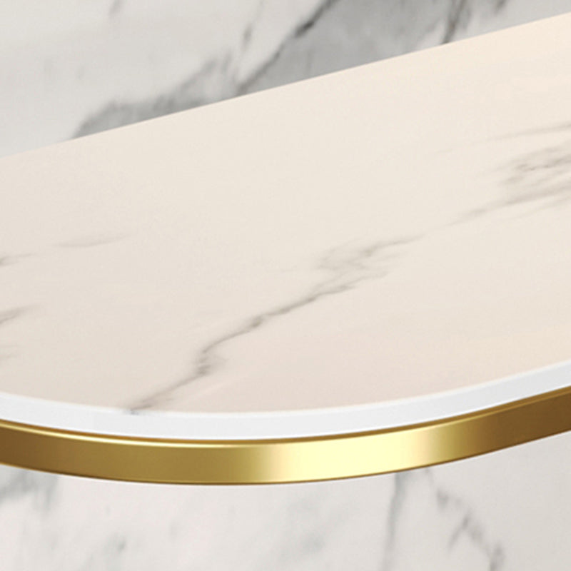 Mesa de consola base de metal con media luna de piedra para el salón 11.81 "