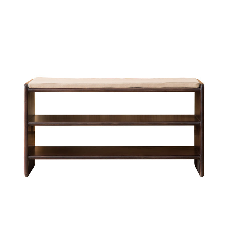 Modern Solid Color Bench with Storage Brown Rectangle Bench with Legs 31.5"L x 12"W x 16"H Walnut Clearhalo 'Benches' 'Chairs & Seating' 'furn' 'furn_benches' 'Furniture' 'Living Room Furniture' 5610861