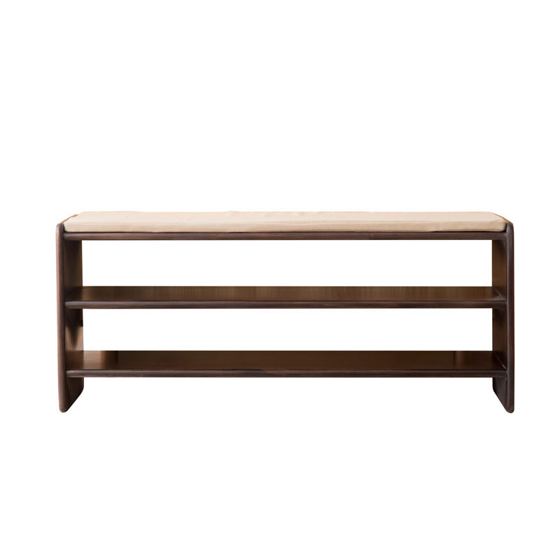 Modern Solid Color Bench with Storage Brown Rectangle Bench with Legs 39.5"L x 12"W x 16"H Walnut Clearhalo 'Benches' 'Chairs & Seating' 'furn' 'furn_benches' 'Furniture' 'Living Room Furniture' 5610863