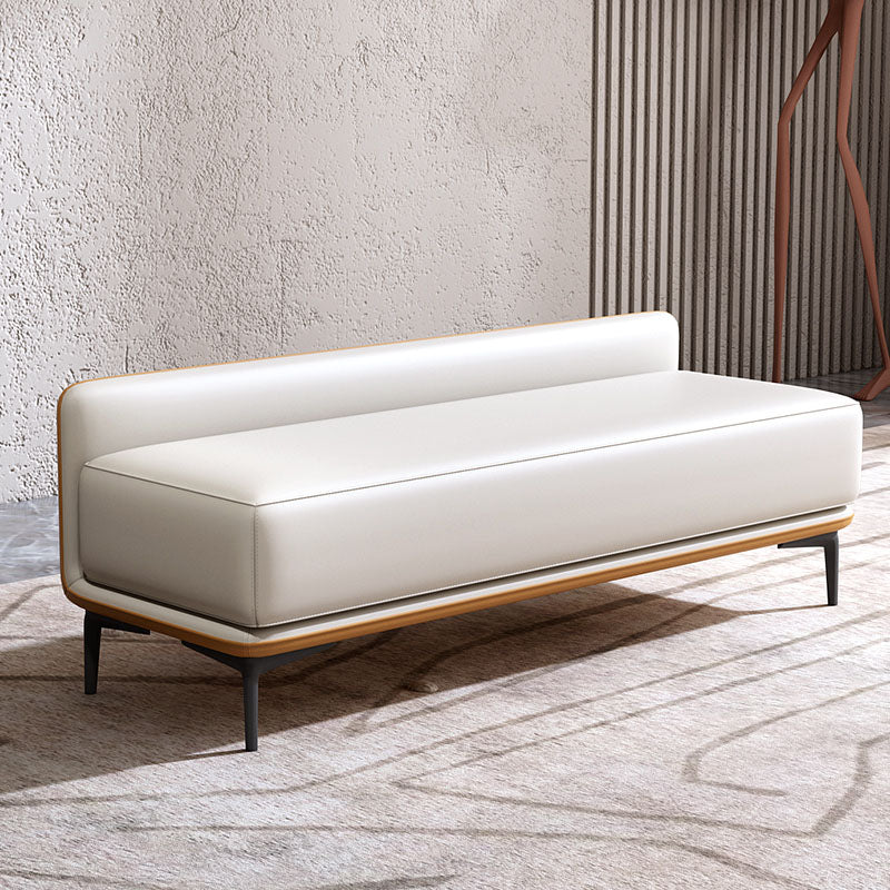 Modern Upholstered Bench, 20"H Bedroom Bench with Metal Legs Beige Clearhalo 'Benches' 'Chairs & Seating' 'furn' 'furn_benches' 'Furniture' 'Living Room Furniture' 5610918